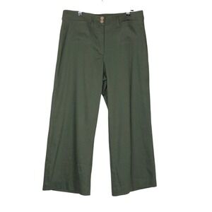 J. Jill Womens Linen Stretch Wide Leg Patch Pocket Pants Size Medium Green